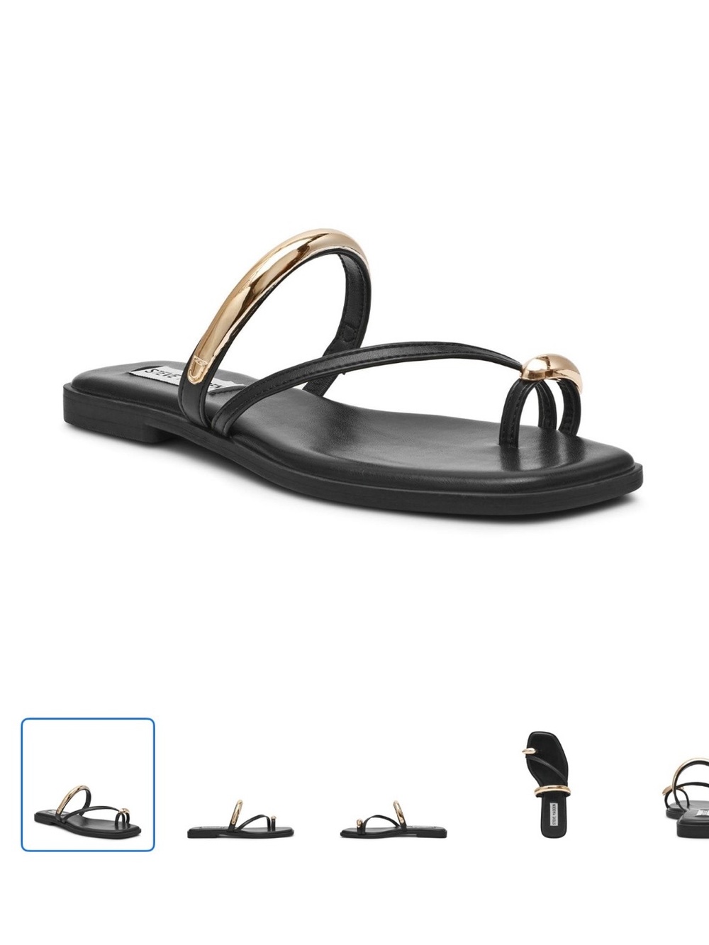 Steve Madden Black Slide Sandals with Gold Accent